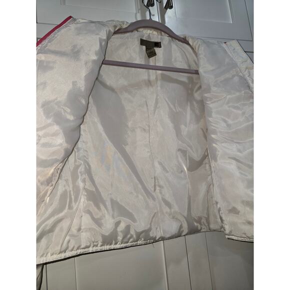 Retro White & Pink Zip Jacket – Size Small - Picture 16 of 16